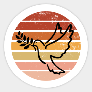 Retro Sunset Dove Sticker